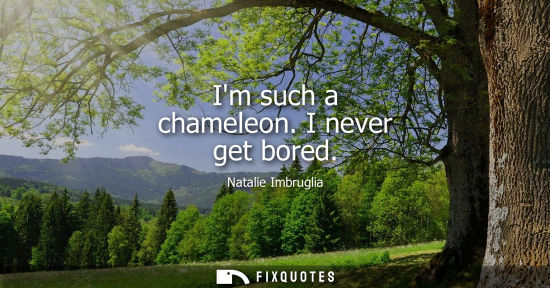 Small: Natalie Imbruglia: Im such a chameleon. I never get bored