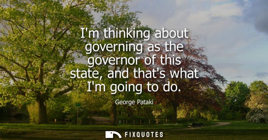 Small: Im thinking about governing as the governor of this state, and thats what Im going to do