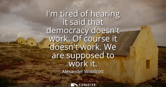 Small: Im tired of hearing it said that democracy doesnt work. Of course it doesnt work. We are supposed to work it