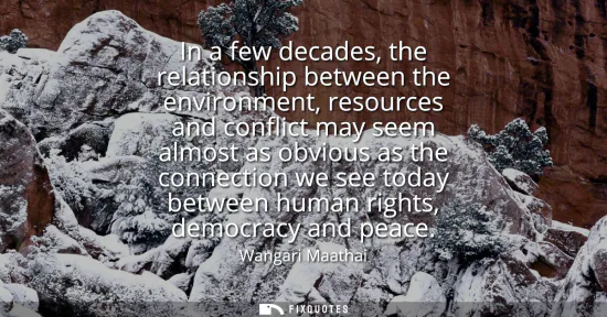 Small: In a few decades, the relationship between the environment, resources and conflict may seem almost as obvious 