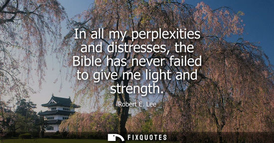Small: In all my perplexities and distresses, the Bible has never failed to give me light and strength