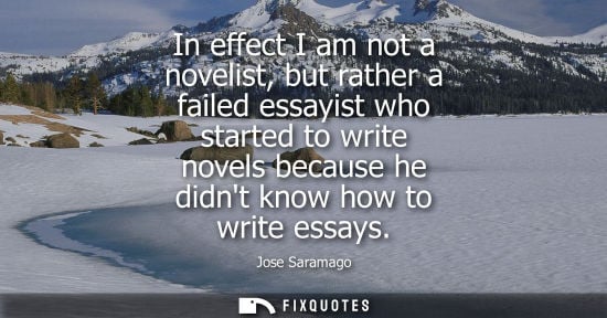 Small: In effect I am not a novelist, but rather a failed essayist who started to write novels because he didnt know 