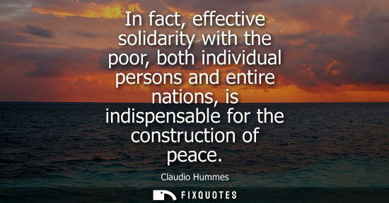 Small: In fact, effective solidarity with the poor, both individual persons and entire nations, is indispensab