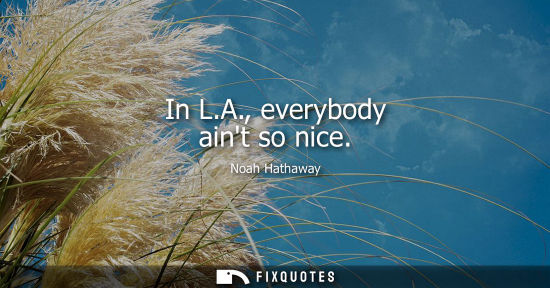Small: In L.A., everybody aint so nice