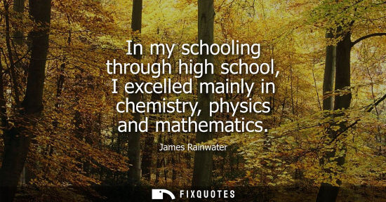 Small: In my schooling through high school, I excelled mainly in chemistry, physics and mathematics