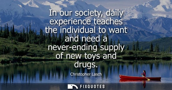 Small: In our society, daily experience teaches the individual to want and need a never-ending supply of new t