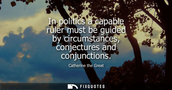 Small: In politics a capable ruler must be guided by circumstances, conjectures and conjunctions