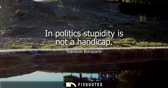 Small: In politics stupidity is not a handicap - Napoleon Bonaparte