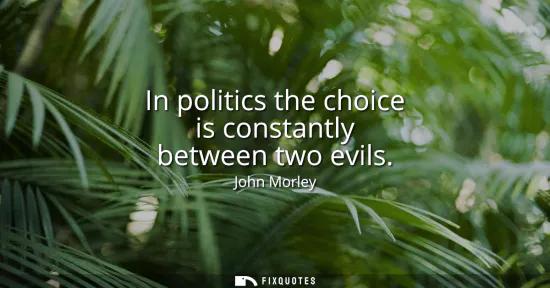 Small: In politics the choice is constantly between two evils