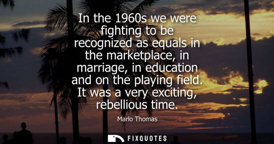 Small: In the 1960s we were fighting to be recognized as equals in the marketplace, in marriage, in education and on 