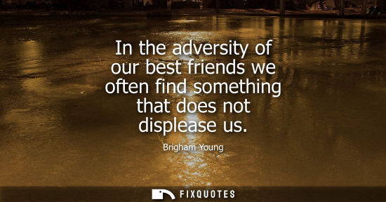 Small: In the adversity of our best friends we often find something that does not displease us