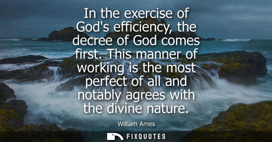 Small: In the exercise of Gods efficiency, the decree of God comes first. This manner of working is the most p