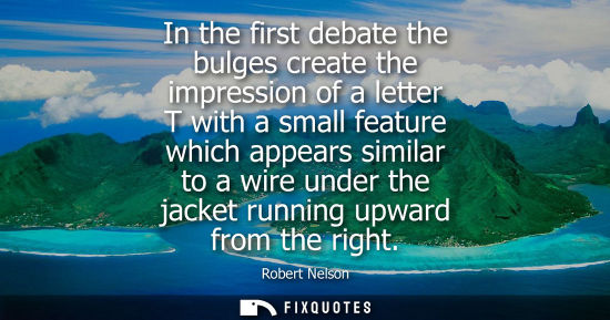 Small: In the first debate the bulges create the impression of a letter T with a small feature which appears s