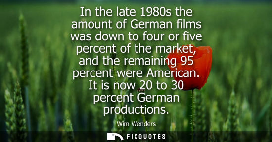 Small: In the late 1980s the amount of German films was down to four or five percent of the market, and the re