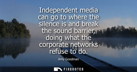 Small: Independent media can go to where the silence is and break the sound barrier, doing what the corporate 