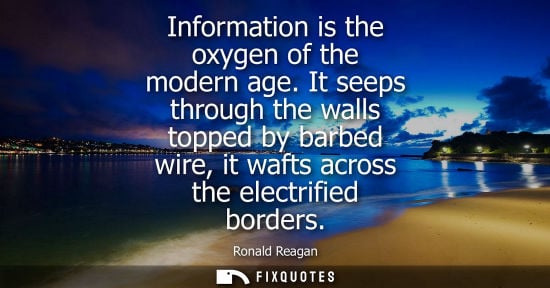 Small: Information is the oxygen of the modern age. It seeps through the walls topped by barbed wire, it wafts