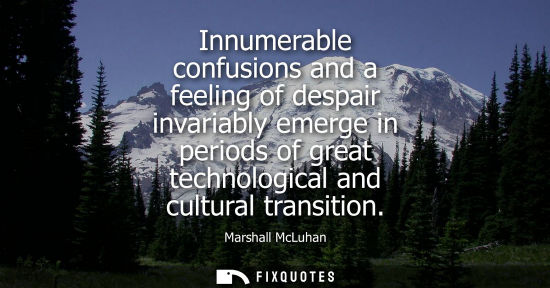 Small: Innumerable confusions and a feeling of despair invariably emerge in periods of great technological and cultur