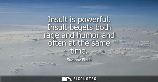 Small: Insult is powerful. Insult begets both rage and humor and often at the same time