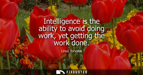 Small: Intelligence is the ability to avoid doing work, yet getting the work done