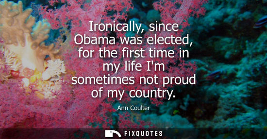 Small: Ironically, since Obama was elected, for the first time in my life Im sometimes not proud of my country