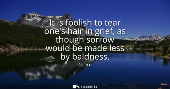 Small: It is foolish to tear ones hair in grief, as though sorrow would be made less by baldness