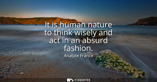 Small: It is human nature to think wisely and act in an absurd fashion