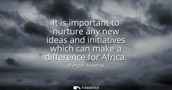 Small: It is important to nurture any new ideas and initiatives which can make a difference for Africa
