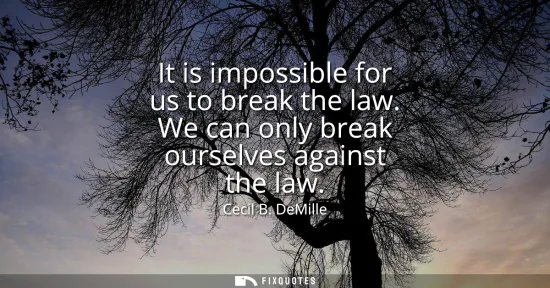 Small: It is impossible for us to break the law. We can only break ourselves against the law