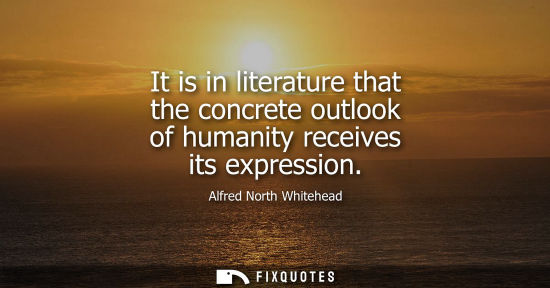 Small: It is in literature that the concrete outlook of humanity receives its expression