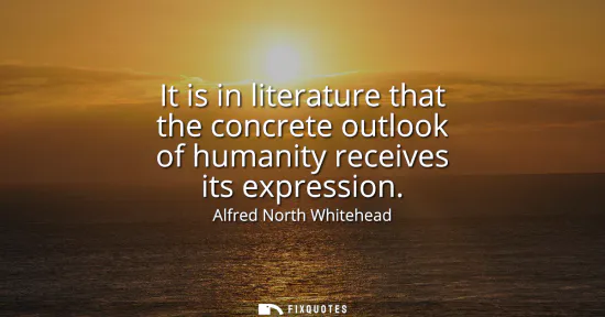 Small: It is in literature that the concrete outlook of humanity receives its expression