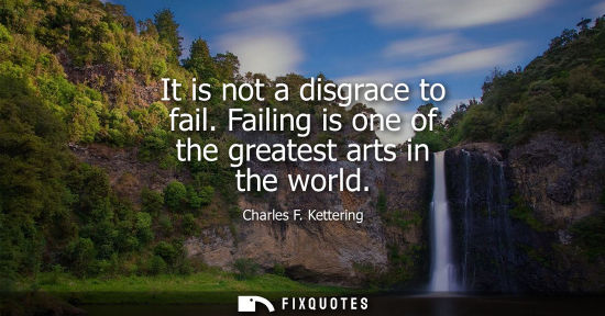 Small: It is not a disgrace to fail. Failing is one of the greatest arts in the world - Charles F. Kettering
