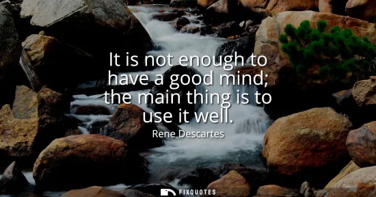 Small: It is not enough to have a good mind the main thing is to use it well