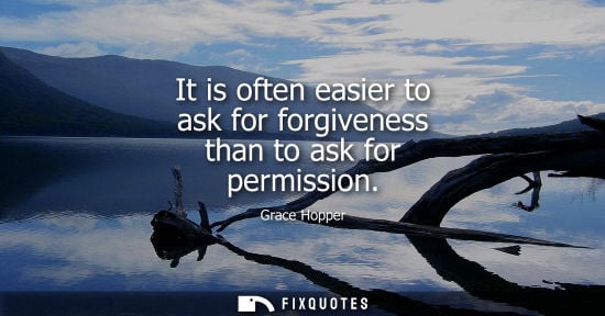 Small: It is often easier to ask for forgiveness than to ask for permission - Grace Hopper