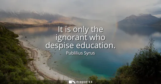 Small: It is only the ignorant who despise education