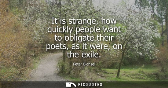 Small: It is strange, how quickly people want to obligate their poets, as it were, on the exile
