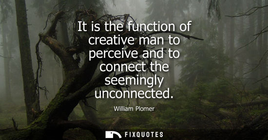 Small: It is the function of creative man to perceive and to connect the seemingly unconnected
