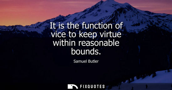 Small: It is the function of vice to keep virtue within reasonable bounds