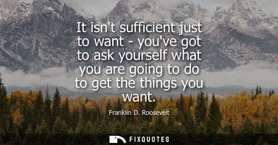 Small: It isnt sufficient just to want - youve got to ask yourself what you are going to do to get the things 