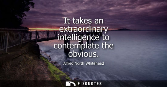 Small: It takes an extraordinary intelligence to contemplate the obvious