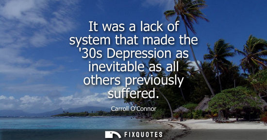 Small: It was a lack of system that made the 30s Depression as inevitable as all others previously suffered