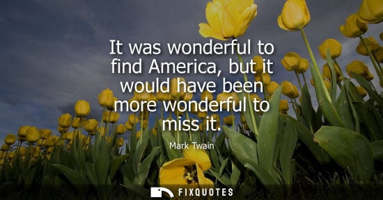 Small: It was wonderful to find America, but it would have been more wonderful to miss it