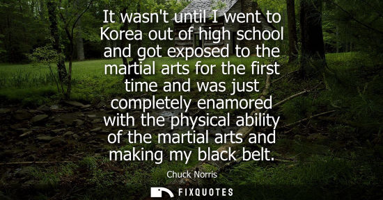 Small: It wasnt until I went to Korea out of high school and got exposed to the martial arts for the first tim