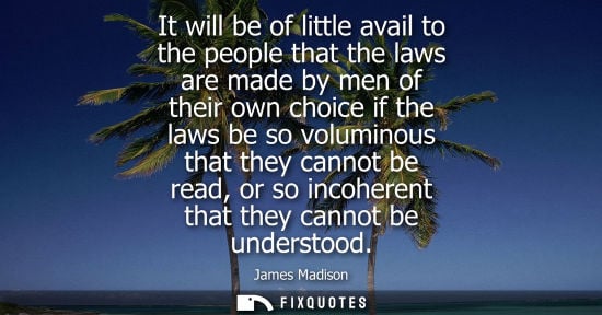 Small: It will be of little avail to the people that the laws are made by men of their own choice if the laws 