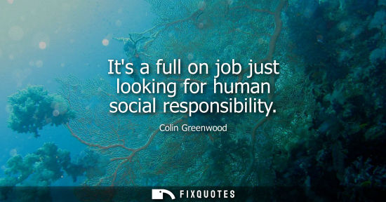 Small: Its a full on job just looking for human social responsibility