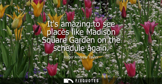 Small: Its amazing to see places like Madison Square Garden on the schedule again