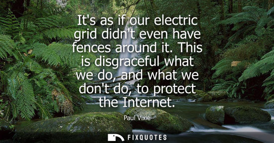Small: Its as if our electric grid didnt even have fences around it. This is disgraceful what we do, and what 
