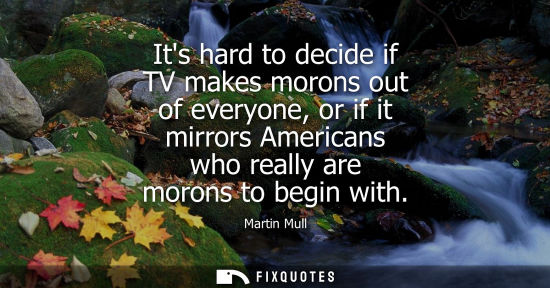 Small: Its hard to decide if TV makes morons out of everyone, or if it mirrors Americans who really are morons