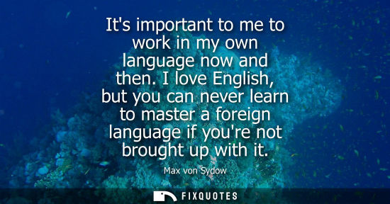 Small: Its important to me to work in my own language now and then. I love English, but you can never learn to
