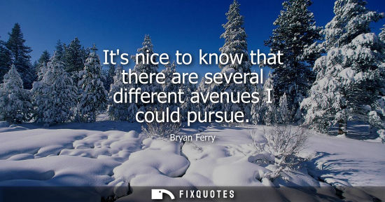 Small: Its nice to know that there are several different avenues I could pursue