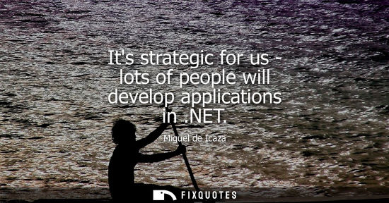Small: Its strategic for us - lots of people will develop applications in .NET